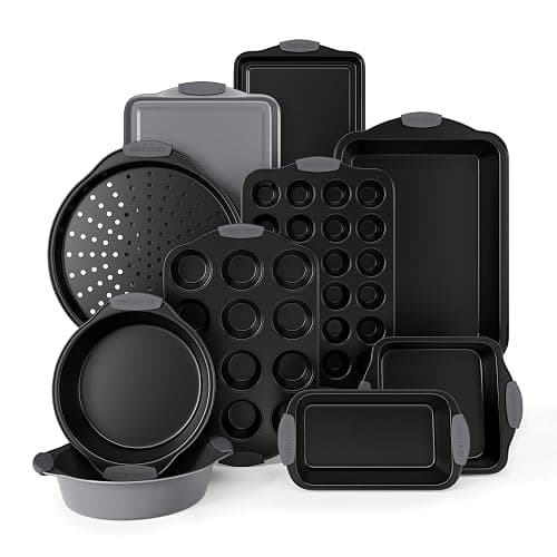 Country Kitchen Nonstick Stackable Bakeware Set - Heavy Duty, Durable, Easy Release Baking Set, Grey, 10 Pcs - Image 1