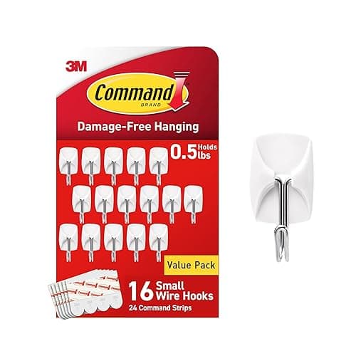 Command Small Wire Toggle Hooks, 16 Hooks and 24 Strips, Damage-Free Hanging Wall Hook with Adhesive, No Tools Required, Great for Home, Kitchen, and Office Organization, Holds up to 0.5 lb - Image 1