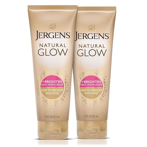 Jergens Natural Glow Self Tanner Body Lotion, Sunless Tanning, Fair to Medium Skin Tone, Daily Moisturizer with Coconut Oil, Vitamin E and Antioxidants, 7.5 Oz, Pack of 2 - Image 1