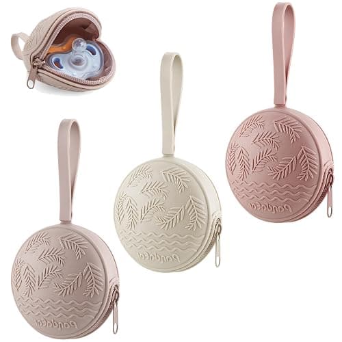 PandaEar 3 Pack Silicone Dummy Holder Case| Pacifier Holder Case Dummy Box Cover Snoother Pods| Universal Pacifier Box Accessories Holders for Travel| BPA Free (Pink) - Pink - Image 1