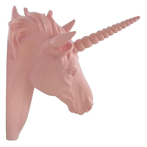 Pine Ridge Pink Unicorn Head Wall Mounted Sculpture Decoration - Faux Taxidermy with Interchangeable Pink Horn Wall Hanging Centerpiece - Image 1