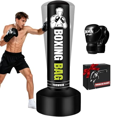 Heavy Freestanding Punching Bag for Adults, 70'' Standing Punching Bag Heavy Bag with Boxing Gloves, Women Men Boxing Training Equipment Kickboxing Bags for Beginners Training MMA Fitness Home Gym - Image 1