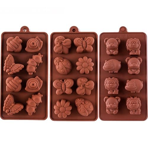 STARUBY Silicone Molds Non-stick Chocolate Candy Mold,Soap Molds,Silicone Baking mold Making Kit, Set of 3 Forest Theme with Different Shapes Animals,Lovely & Fun for Kids - Image 1