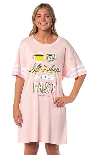 INTIMO Gilmore Girls Women's Luke's Diner Life's Short Talk Fast Nightgown Pajama Shirt Dress For Adults - Image 1