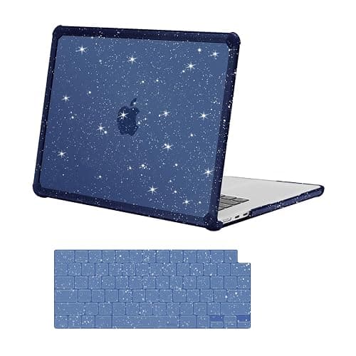 MOSISO Compatible with MacBook Air 15 inch Case 2025 2024 2023 M4 A3241 M3 A3114 M2 A2941,Anti-Cracking&Anti-Fingerprint Heavy Duty Glitter Plastic Hard Case with TPU Bumper&Keyboard Cover, Navy Blue - Image 1