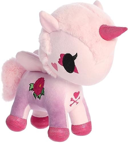 Aurora® Enchanting ©Tokidoki Flower Power Peony Unicorno Stuffed Animal - Bright & Colorful Design - Showpiece Plush - Pink 7.5 Inches - Image 1