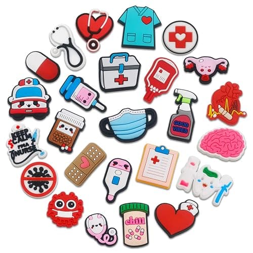 25 | 50PCS Medical Shoes Decoration Charms fits for Clog Sandals, PVC Nurse Stethoscope Shoe Decorations for Adults Women Men - Image 1