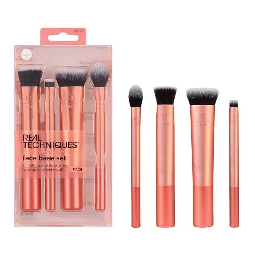 Real Techniques 4 Piece Face Base Makeup Brush Set, For Concealer, Foundation, Contour, & Setting Powder, Makeup Brushes For Blending & Buffing, & Sculpting, Travel Friendly, Gift Set, Cruelty-Free - Image 1