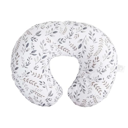 Boppy Nursing Pillow Original Support, Gray Taupe Leaves, Ergonomic Nursing Essentials for Bottle and Breastfeeding, Firm Fiber Fill, with Removable Nursing Pillow Cover, Machine Washable - Image 1
