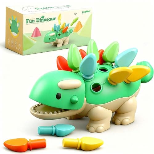 Toddler Montessori Toys Baby Sensory Learning Fine Motor Skills Toy for 6 9 12 Months One Year Old Boy Girl Birthday Gift Ages 1 2 3 4 Kid Dinosaur Educational Toys Sorting Stacking Color Recognition - Image 1