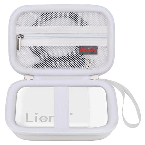 Elonbo Carrying Case for Liene 2x3” Photo Printer, Portable Mini Color Instant Print Digital Camera Hard Travel Bag, Smartphone Picture Printer Storage Holder, Mesh Pocket Fits Photo Paper Cable,White - Image 1