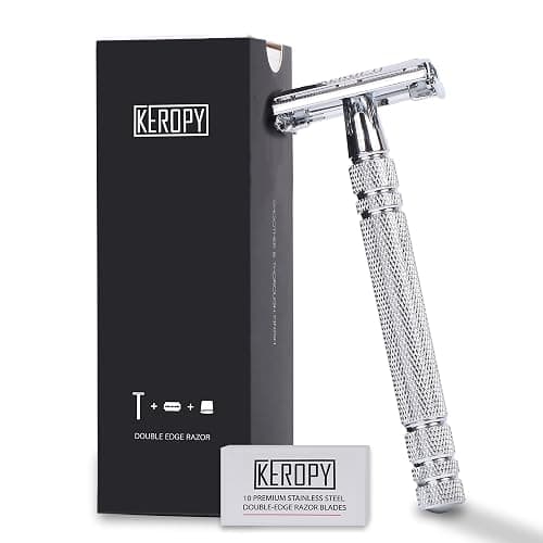 KEROPY Men's Safety Razor Double Edge with 10 Blades – Reusable Metal Shaver for a Close, Smooth & Irritation-Free Wet Shave, Eco-Friendly Grooming Kit for Men - Image 1