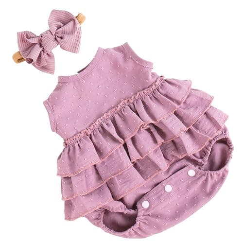 Aori Lifelike Baby Dolls Clothes 20 Inch Purple Dress Clothing Set for 17-20 in Realistic Newborn Doll Girls - Purple - Image 1