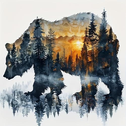 DIYCYCY Forest Bear Diamond Art Kits for Adults,DIY 5D Diamond Painting Kits for Beginners, Round Full Drill Diamond Dots Paintings,Diamonds Pictures Gem Art for adults Crafts Home Decor 13.78x13.78in - Bear - Image 1