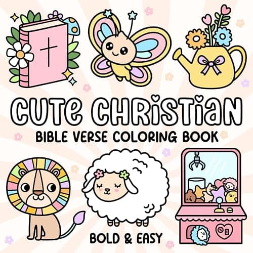 Cute Christian: Bold and Easy Bible Verse Coloring Book: Cozy and Simple Faith Themed Pages for Kids, Teens, and Adults | Big Hand Drawn Designs for ... & Relaxation (Bold & Easy Coloring Series) - Image 1