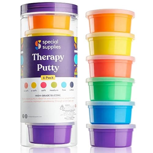 Special Supplies Therapy Putty for Kids and Adults - Resistive Hand Exercise Stress Relief Therapy Putty Kit, Set of 6 Strengths, 3 Ounces of Each Putty - Image 1