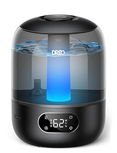 Dreo Humidifiers for Bedroom, 3L Top Fill 30H & 26dB Quiet Runtime for Large Room, Cool Mist Ultrasonic Humidifier with Humidity Sensor, Night Light for Home, Baby, Nursery, Plants, 360° Nozzle, Black - Image 1