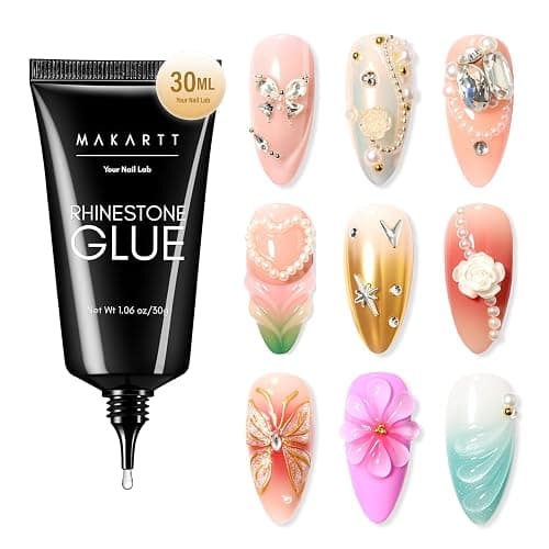 Makartt Nail Art Rhinestone Glue 30g, 3D Nail Gel Sculpting Gel, Super Adhesive Nail Charms Nail Gems, Nail Art Glue for Rhinestones Crystal Stones Jewels Diamonds, Nail Lamp Required - Image 1