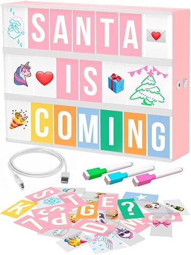Pink Cinema Light Box with 312 Letters, Emojis & 3 Markers - Led Light Box Sign for Home & Pink Room Decor - Premium Light Up Letter Board - Best Gift Idea for Women & Girls on Christmas or Birthdays - Image 1