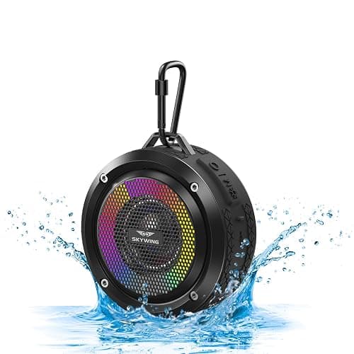 SKYWING Bluetooth Shower Speaker, Soundace S6 IPX7 Waterproof Portable Speaker with Suction Cup Hook Lanyard TWS RGB Lights,Wireless Mini Speaker for Bike,Boating,Hiking Outdoor(Black) - Image 1