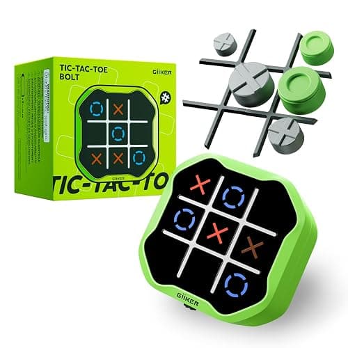 GiiKER Tic Tac Toe Bolt Game, Original 3-in-1 Handheld Games, Portable Travel Games for Car Ride, Toys Gift Idea for Kids and Adults, Stocking Stuffers Birthday Gifts for Boys Girls - Green - Image 1