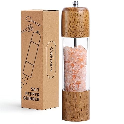 M JINGMEI Wood Salt and Pepper Grinder, Salt Grinder and Pepper Mill, Oak Wood Shakers with Adjustable Ceramic Grinders - 8 inches, 1 Pack - Image 1