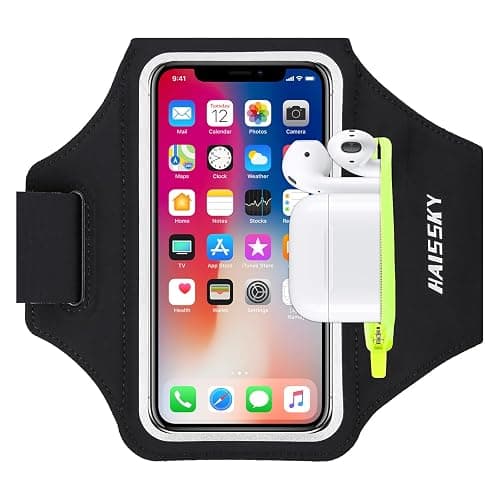 Running Armband with Earphone Bag Cell Phone Armband for iPhone 17 16 15 Pro 14 Plus 13 11 XR, Galaxy S24/S10 Water Resistant Sports Phone Holder Case & Zipper Slot Car Key Holder for 6.7 inch Phone - Image 1