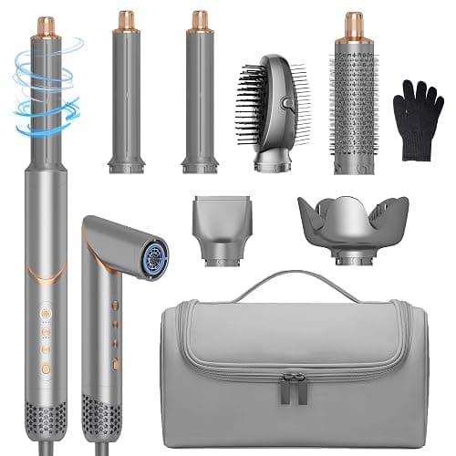6 in 1 Hair Dryer Brush, Blow Dryer Brush Air Curler Air Curling Wrap Styler, Negative Ion Hot Air Brush Diffuser Fast Dry, Straight,Curl, Blowdryers Brush for Hair, Travel Bag 100-120V - Image 1