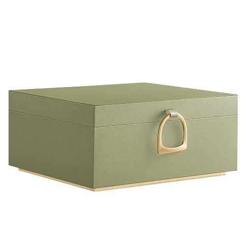 SONGMICS 2-Layer Jewelry Box with Handle, Removable Tray, Floating Effect | Jewelry Organizer, 8.1 x 9.4 x 4.3 Inches, Gift for Loved Ones, Sage Green and Cream White, GREETA Collection UJBC165C02 - Image 1