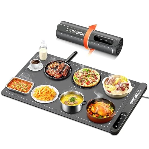 Lyumengg Warming Mat For Food 500W Graphene High-Tech 5s Rapid Food Warming Mat,6-Temp And 6h Timer Food Warmer,Auto Shut Off Chafing Dishes For Buffet,Roll Up Food Warmers For Parties Buffet Grey - Image 1