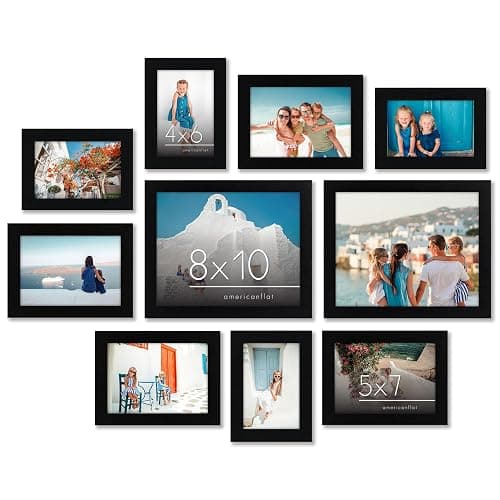 Americanflat Set of 10 Picture Frames with Shatter-Resistant Glass - Gallery Wall Frame Set with Two 8x10, Four 5x7 and Four 4x6 Frames - Signature Collection - Black - Image 1