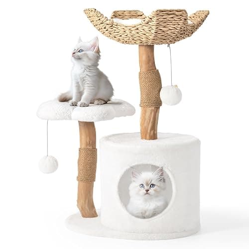 Modern Cat Tree, Wood Cat Tree Tower for Small Cats, Luxury Cat Condo with Scratching Posts and Flower Platforms, Cat Furniture by Easyego - Image 1