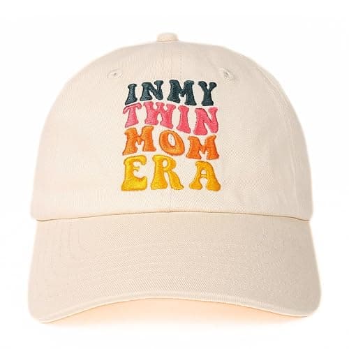 InnoBeta Twin Mom Gifts Cap, Funny Adjustable Embroidered Hat Gifts on Mother's Day, Birthday, Christmas Beige - Image 1