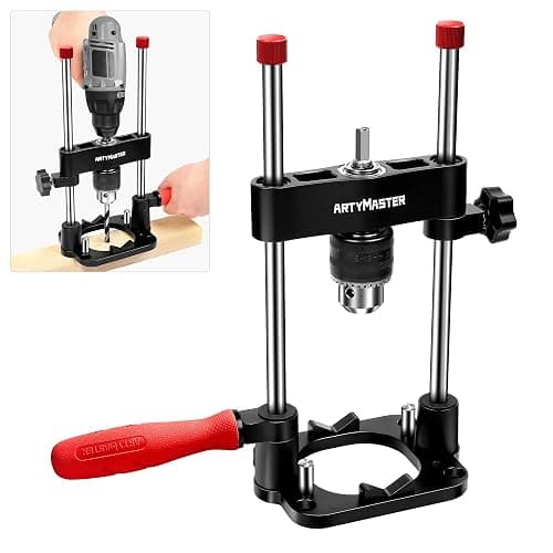 ArtyMaster Portable Drill Guide for Straight Holes, Portable Drill Press Adapter for Hand Drill, Stable & Accurate, Includes Chuck Key, Drill Straight Hole Jig for Woodworking, DIY WT116A - Image 1
