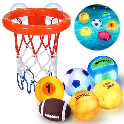 Light Up Bath Toys, Bathtub Basketball Hoop for Kids 1-3, Toddler Pool Water Table Toys 6-12-18 Months, Sensory Toys for Tub Pool Swimming Shower, Baby Bathtime for Boy Girl Birthday - Image 1