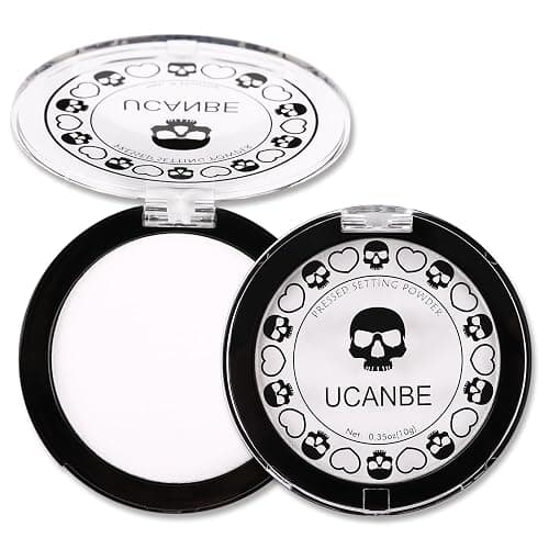 UCANBE White Pressed Setting Powder for Special Effects & Halloween Makeup, Translucent Matte Finishing Powder, Baking White Face Powder for Long Lasting Coverage, Portable Compact - Translucent - Image 1