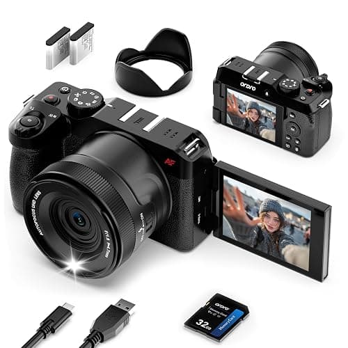 ORDRO 5K Digital Cameras for Photography -Auto Focus 80MP Video Cameras for YouTube, 18X Zoom Travel Camera with 180° Flip Screen, 2 Batteries, Lens Hood & 32GB Card - Image 1