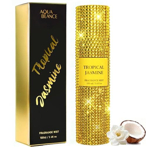 AQUA BLANCE Body Spray for Women, Tropical Jasmine, Diamond embellished Fragrance Mist, 3.4 fl oz, Notes of Coconut, Green Apple, Jasmine - Image 1