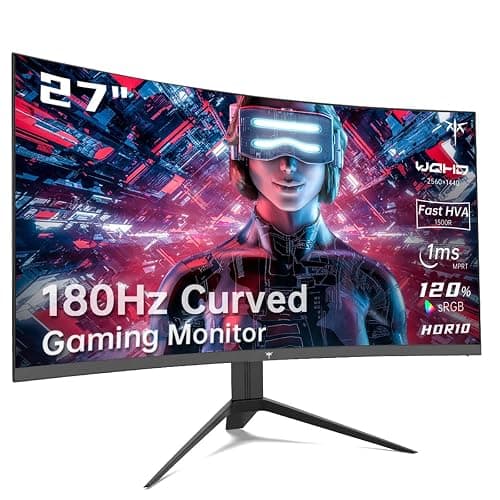KTC 27 inch Gaming Monitor, 1440P Curved Monitor, 180Hz, 144Hz, 2K, 1500R, 1ms, FreeSync/G-Sync Compatible, DisplayPort/HDMI/USB, Ultrawide PC Vesa/Wall Mount Computer Monitor, H27S17 - Image 1