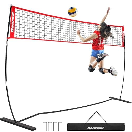 Bearwill Volleyball Net, 12FT Portable Volleyball Net for Backyard, Freestanding Volley Ball Set Height Adjustable with Carry Bag, Volley Ball Practice Nets Training Equipment for Indoor and Outdoor - Image 1
