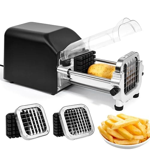 Befano Electric French Fry Cutter, Upgrade Lid Control Version with 1/2 Inch and 3/8 Inch Blade. 300w Commercial Grade Stainless Steel Potato Cutter for French Fries, Sweet Potato,Carrots - 1/2 Inch and 3/8 Inch - Image 1