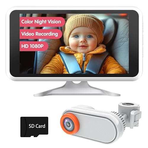 LUCKVIEW Baby Car Camera with Night Vision, HD 1080P Car Camera for Baby Video Recording with TF Card Car Baby Camera 3X Zoom 360° Rotation for Rear Facing Seat White - Image 1
