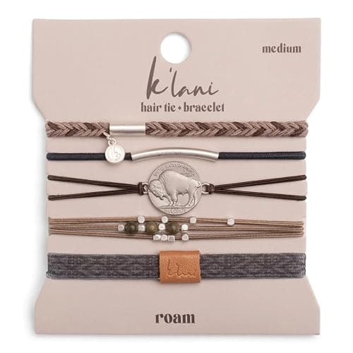 K'lani Roam Hair Tie Bracelets - Elastic Ponytail Holder - Medium | Doubles as stylish jewelry; strong-hold ponytail holder; gift for birthdays, Mother's Day & graduation; set of 5 - Image 1