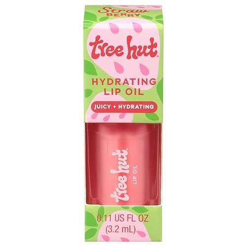 Tree Hut Hydrating Lip Oil, Strawberry, 0.11 Fl Oz | Sheer Pink Glossy Lip Oil, Non-Sticky Moisturizing Formula for Smooth, Kissable Lips - Image 1