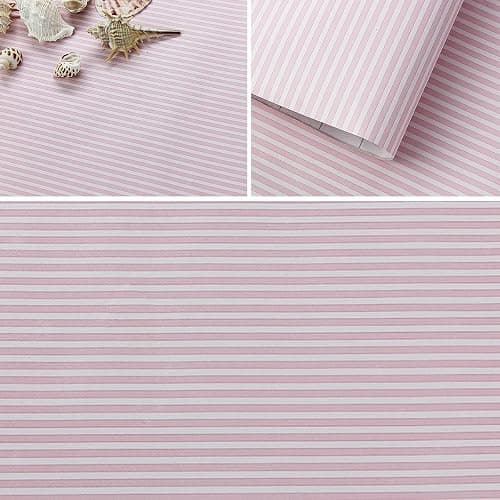17.7" x 117" Pink and White Stripe Wallpaper Stick and Peel Contact Paper Self Adhesive Decorative Waterproof Wall Covering Cabinets Shelves Liner Drawer Sticker - Image 1