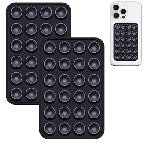 Anteel 2 Pack Silicone Suction Phone Case Mount, Non Slip Sticky Phone Grip for Cellphone, Silicon Adhesive Suction Cup Phone Mount, Strong Grip Holder for Selfies and Videos (Black) - Image 1