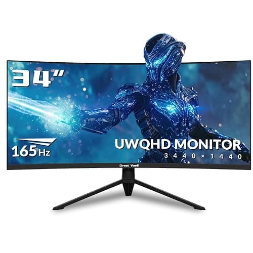 Great voell 34" WQHD Gaming Monitor, 165Hz, Ultra-Wide 21:9, 1ms, FreeSync/G-Sync, HDR10, 99% sRGB, HDMI & DP, VESA Mount, Eye Care - Image 1