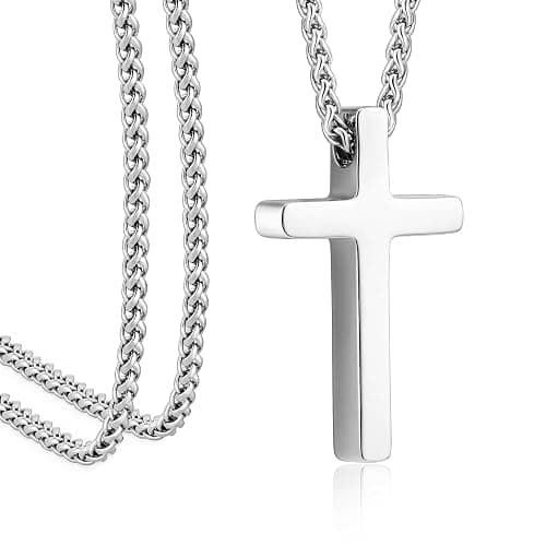 Monily Birthday Gifts for Dad Cross Necklace for Men Silver/Gold Stainless Steel Cross Chain Pendant Necklace for Mens Father's day gifts - Image 1