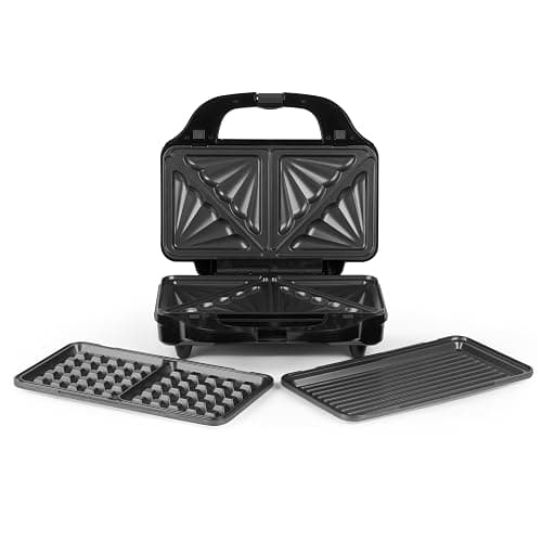 Salter EK2143 3-In-1 Snack Maker - Sandwich Toaster, Waffle Maker, Panini Press Grill, Includes Removable Extra Large Deep Fill Hot Plates, Non-Stick, 900W, Auto Temperature Control, Stay Cool Handle - Image 1