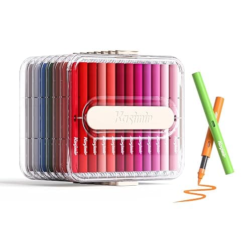 Kasimir Acrylic Paint Markers Pens, 84 Colors Automatic Ink Control Brush Tip Marker for Art Wood Fabric Glass Rock Multi-Surface, Quick-Dry, Water-Based & Washable - Image 1